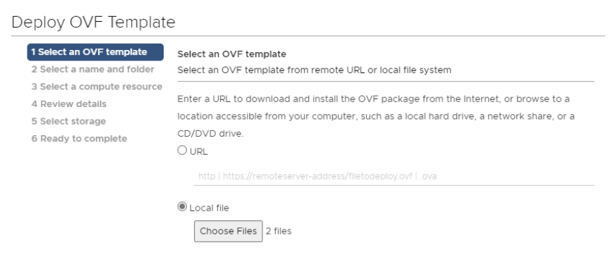 Deploy OVF template