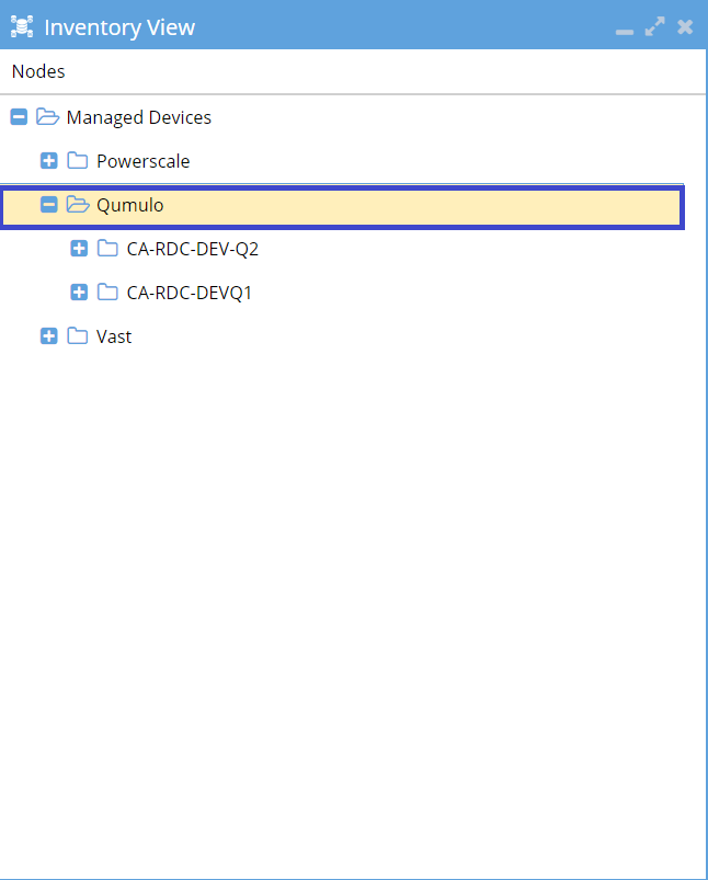 Qumulo Cluster in Inventory View