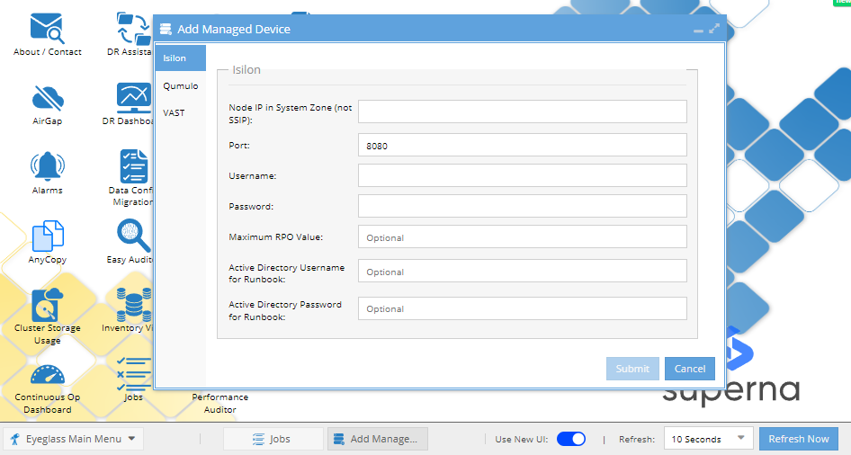 Add Managed Device Isilon