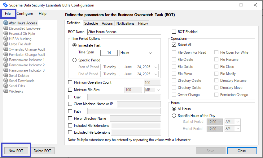 BOT Configuration Access