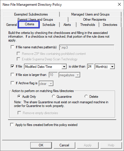 File management directory policy