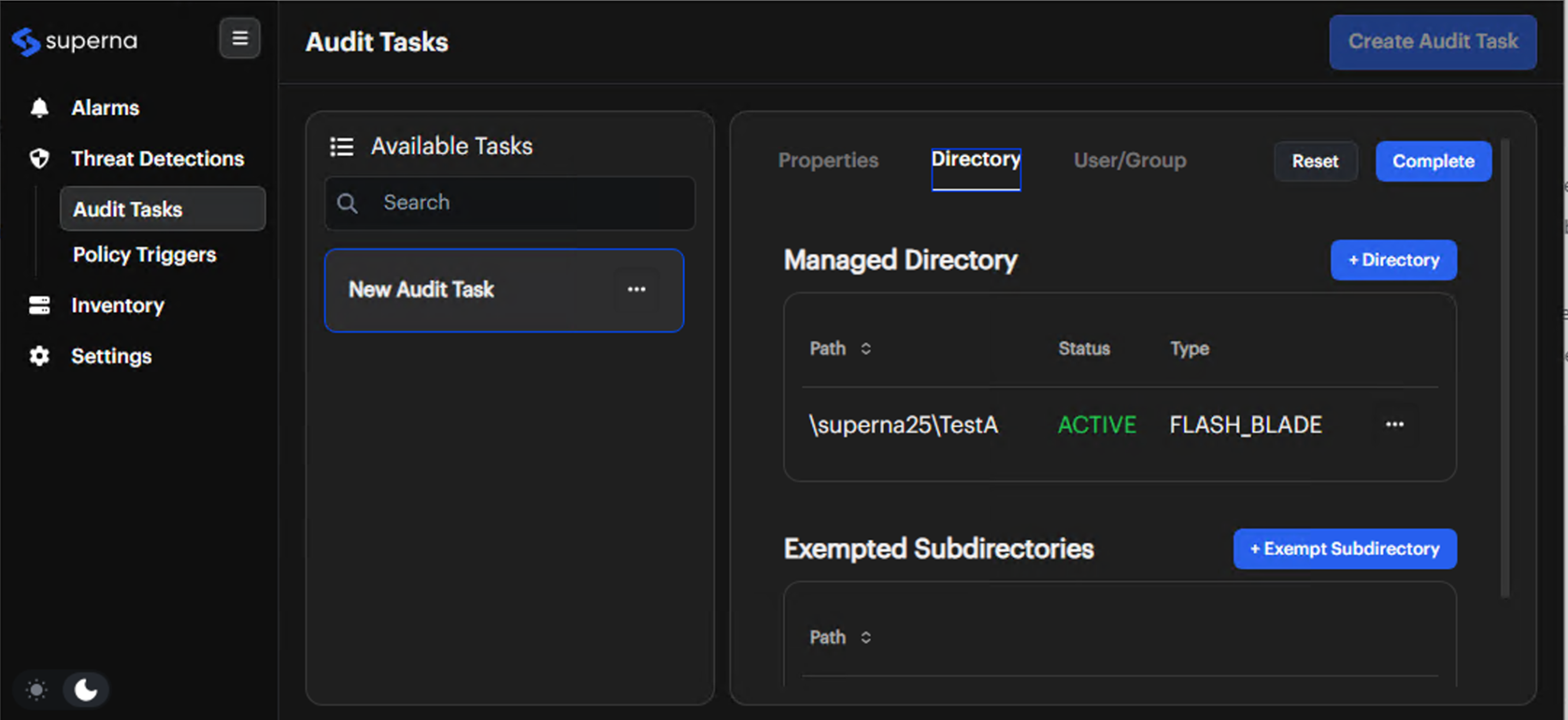 Directories Tab Configuration Interface