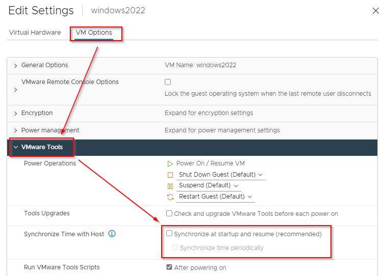 Disable Host Time Sync