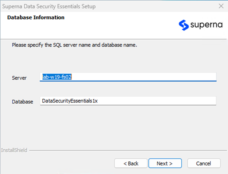 Database connection configuration dialog