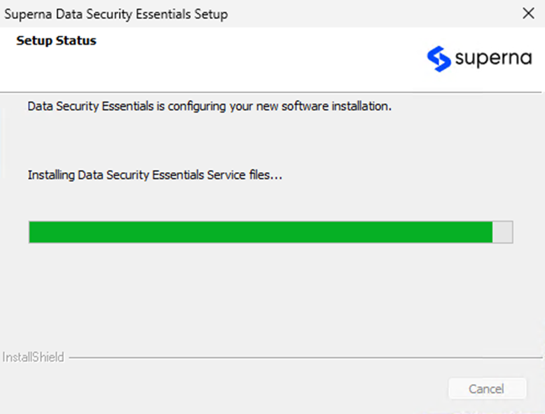 Installation status dialog