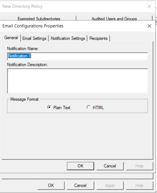 Email configurations properties