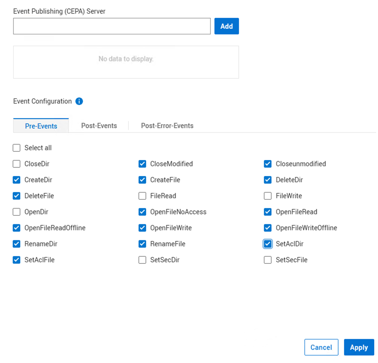 Events Publisher naming form