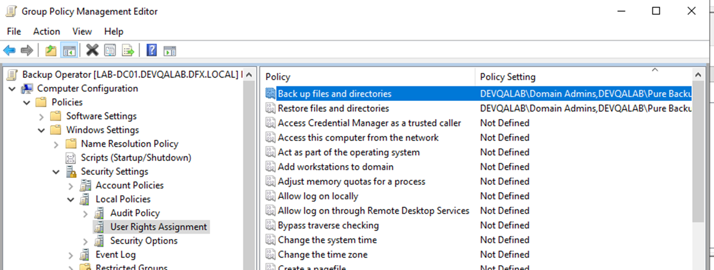 Backup Operator GPO Configuration