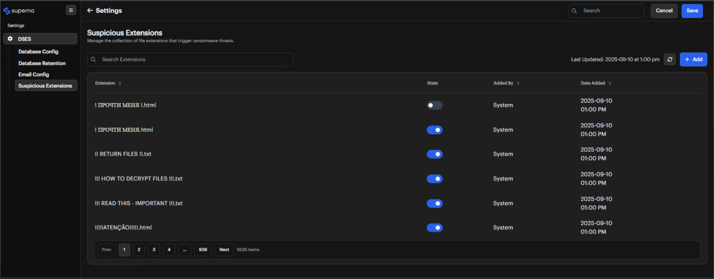 Suspicious Extensions list