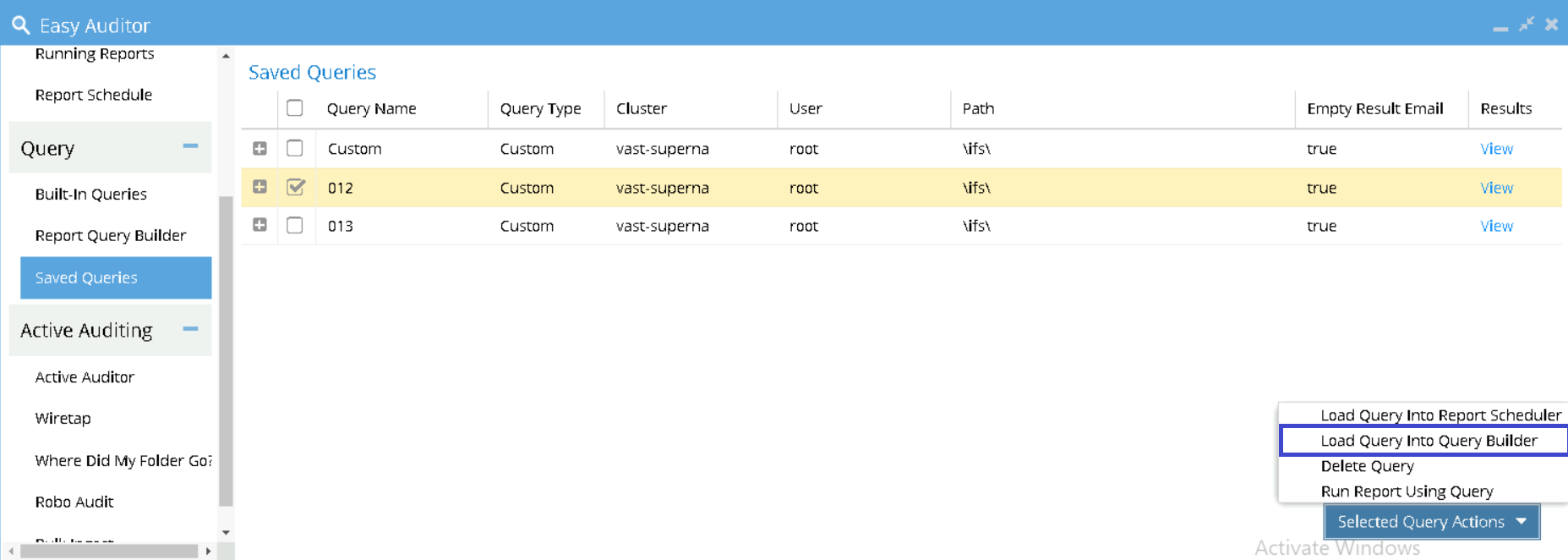 Load Query into Query Builder