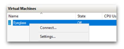 Open VM Settings in Hyper-V