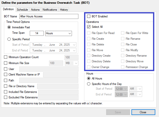 Operations Monitoring Selection