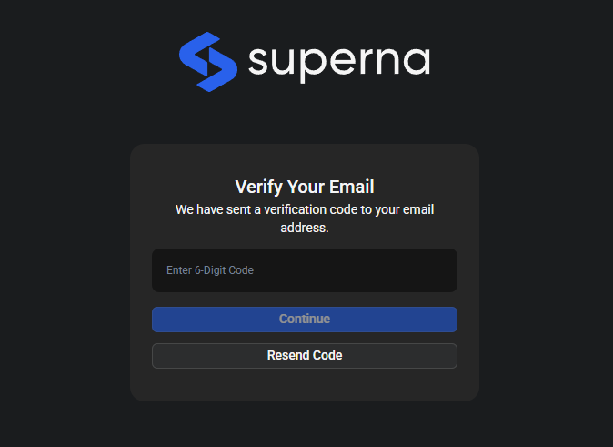 Password reset verification code entry screen with numeric input field