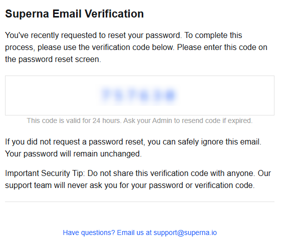 Login screen with reset password link