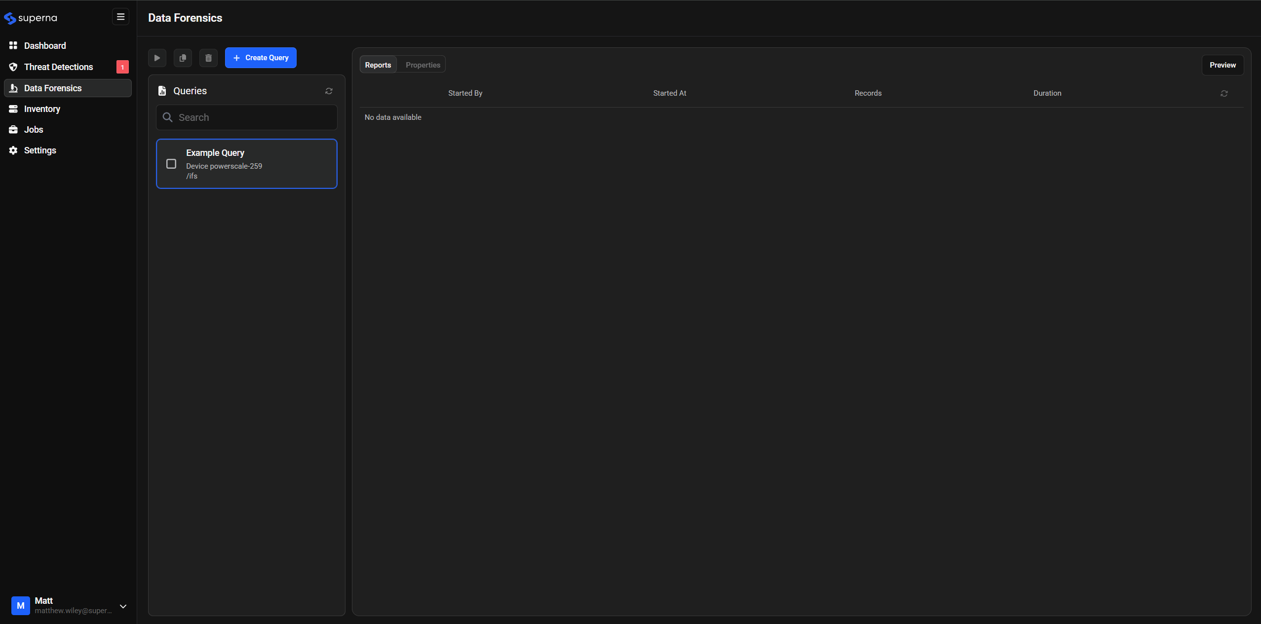 Query Management Interface
