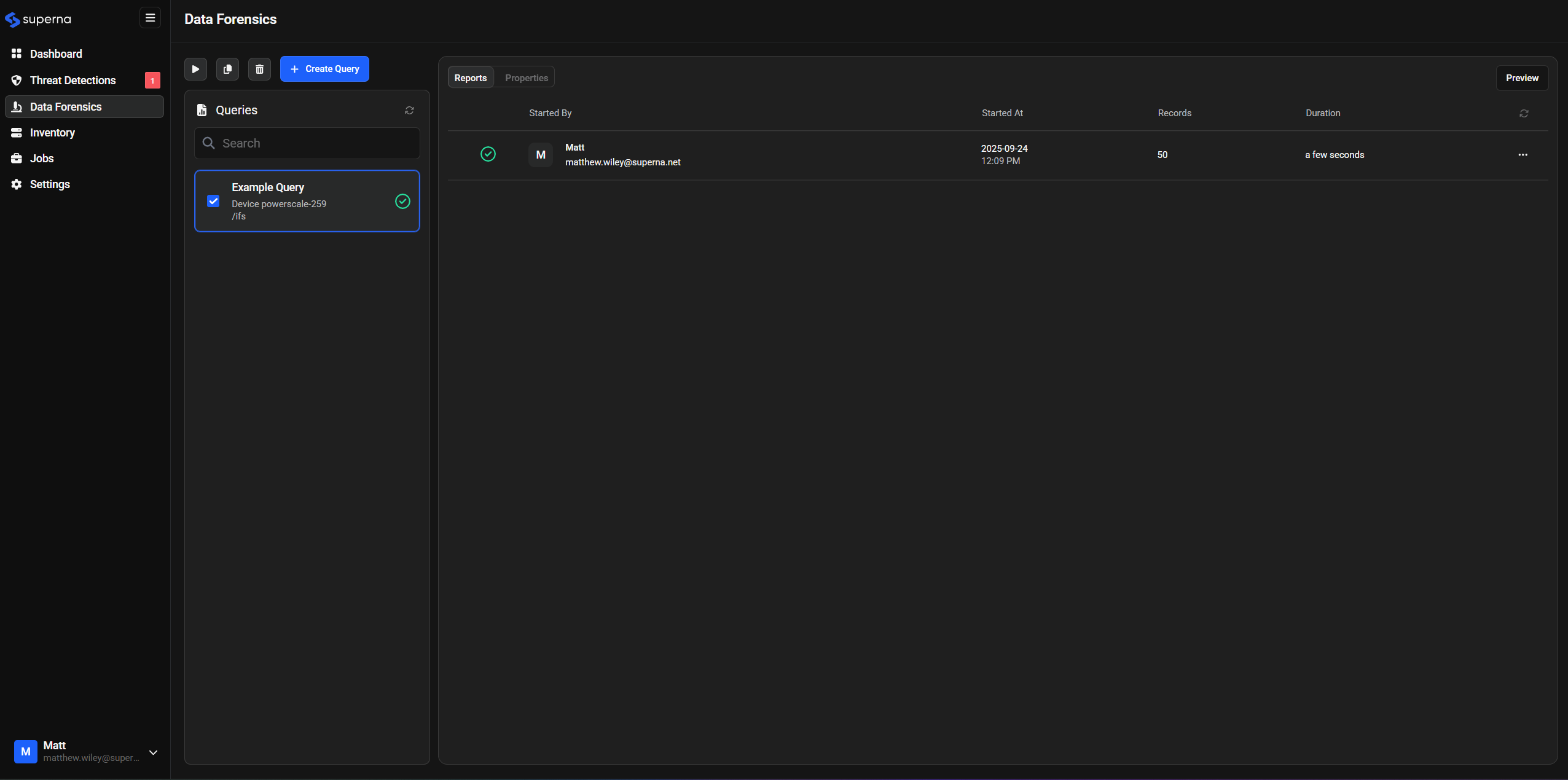 Query Results Display
