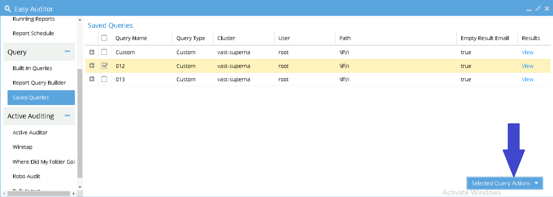 Select Query Actions