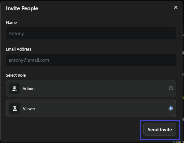 Send Invitation Button