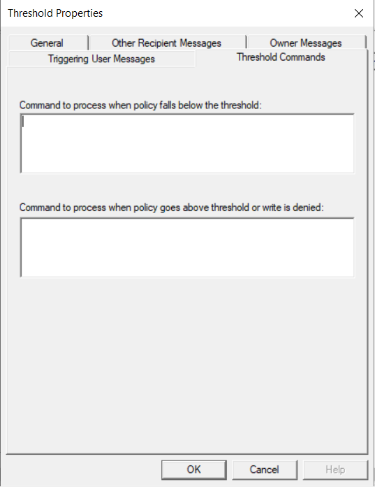 Threshold properties dialog box