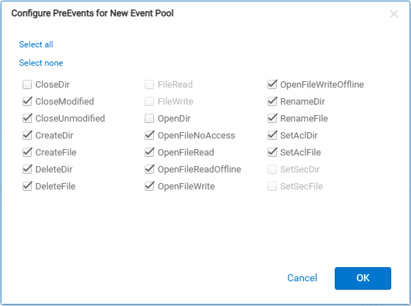 Unity Pre-Events selection screen