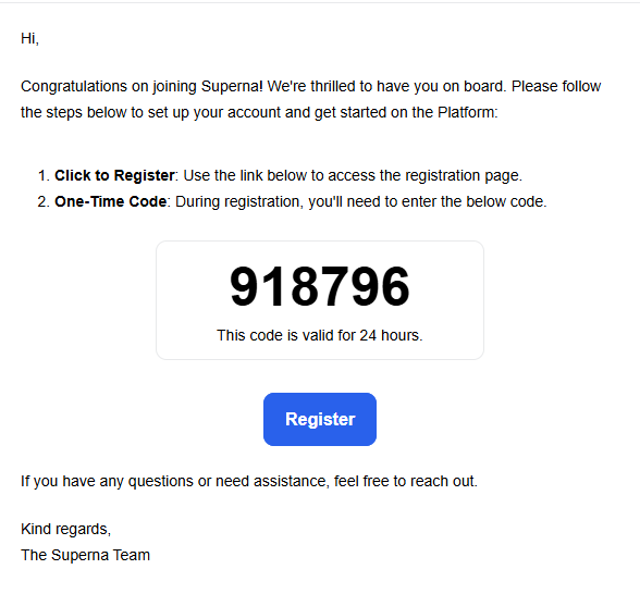 Verification code screen