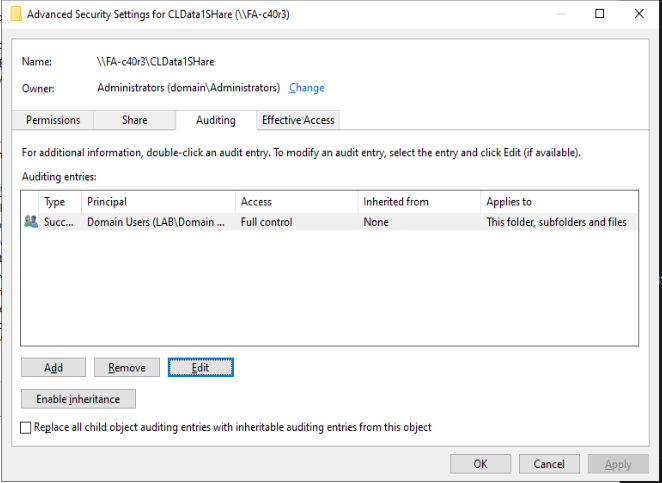 Auditing Settings