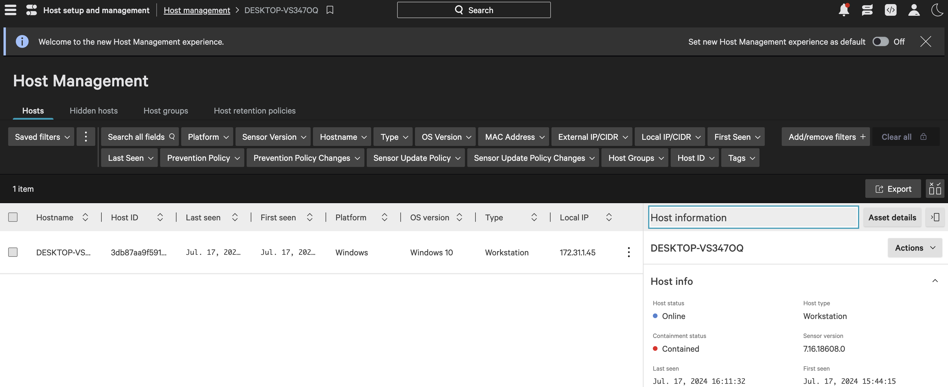 Falcon Host Contained