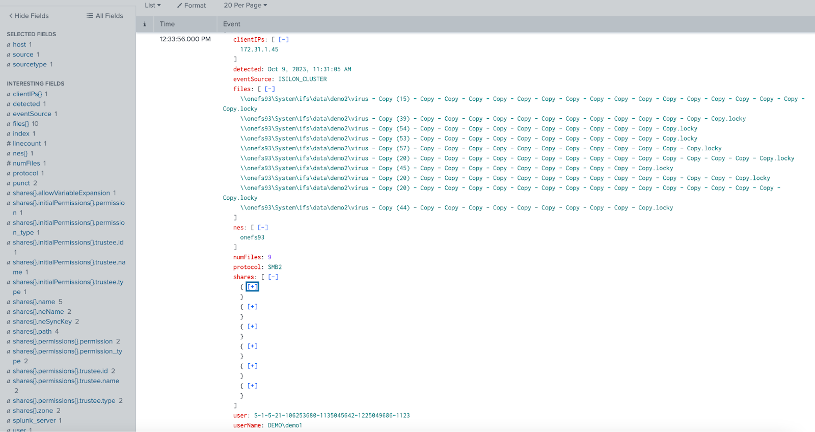 Splunk Enterprise Superna Detailed Example