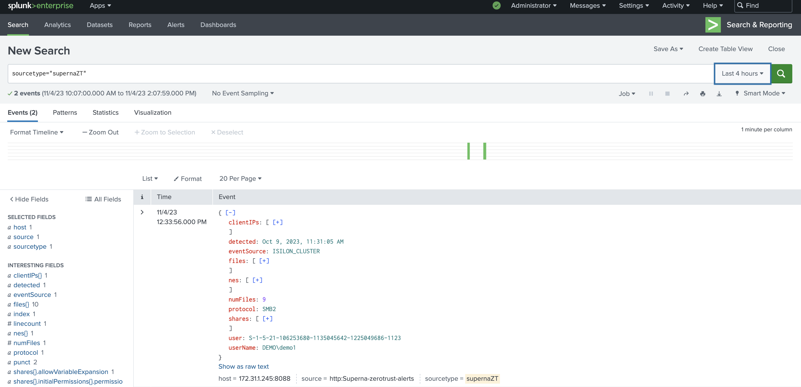 Splunk Enterprise Superna Example